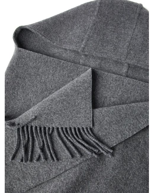 Brunello Cucinelli Gray Wool-Cashmere Hooded Scarf