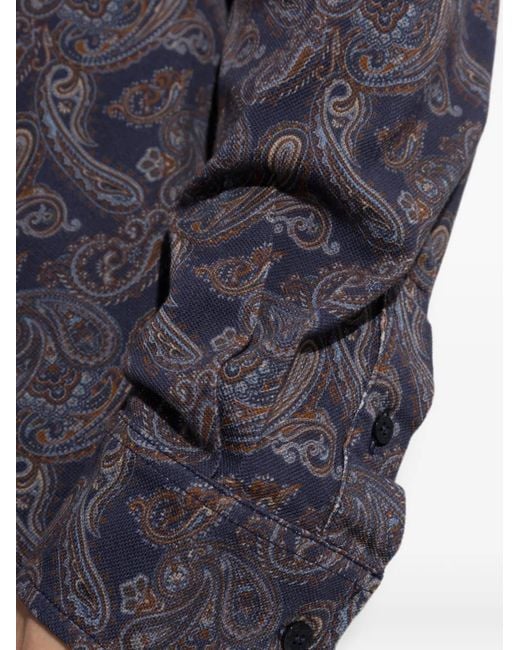 Etro Blue Paisley-Print Long-Sleeve Shirt for men
