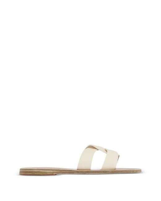 Ancient Greek Sandals White Desmos Double-Strap Leather Sandals