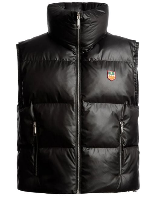 Bally Black Logo-Patch High-Neck Gilet for men