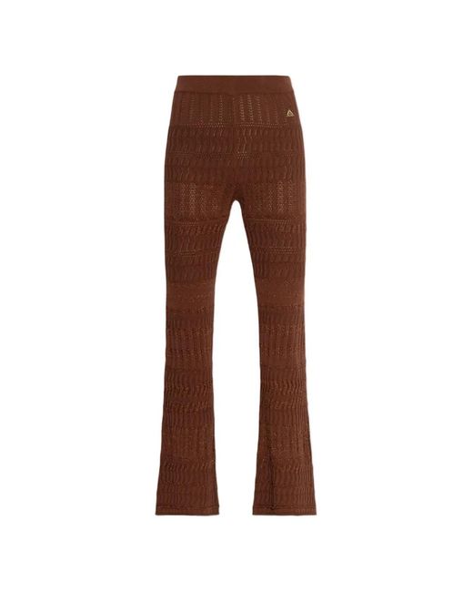 Akep Brown Openwork Straight-Leg Trousers
