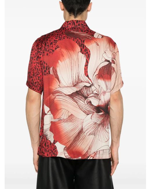 Just Cavalli Red Printed Shirt for men