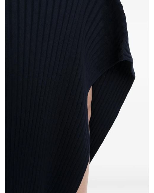 Stella McCartney Blue Ribbed Cotton Midi Dress