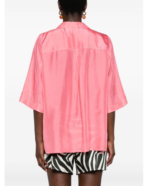 Forte Forte Pink Camp-collar Silk Shirt