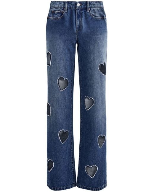 Alice + Olivia Karrie Heart-embellished Jeans in Blue | Lyst