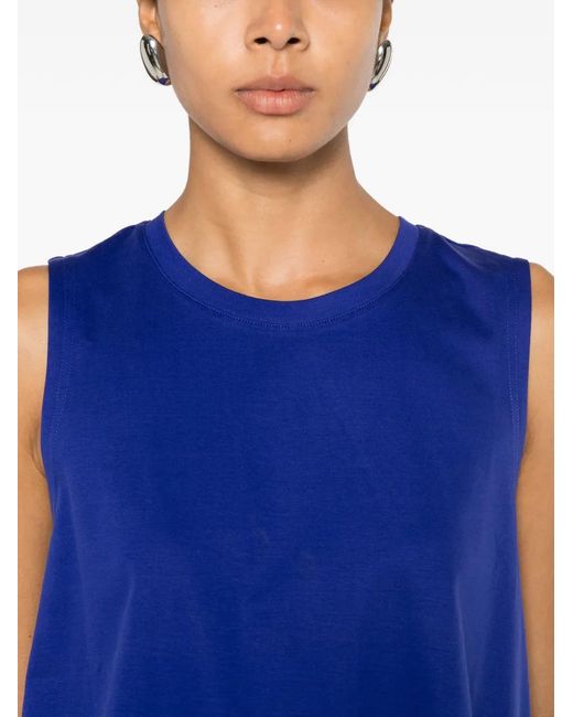 Psophia Blue Sleeveless Crew-Neck Cotton Tank Top