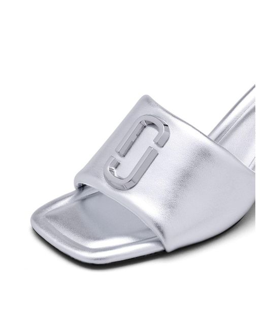 Marc Jacobs White The Metallic J Leather Mules