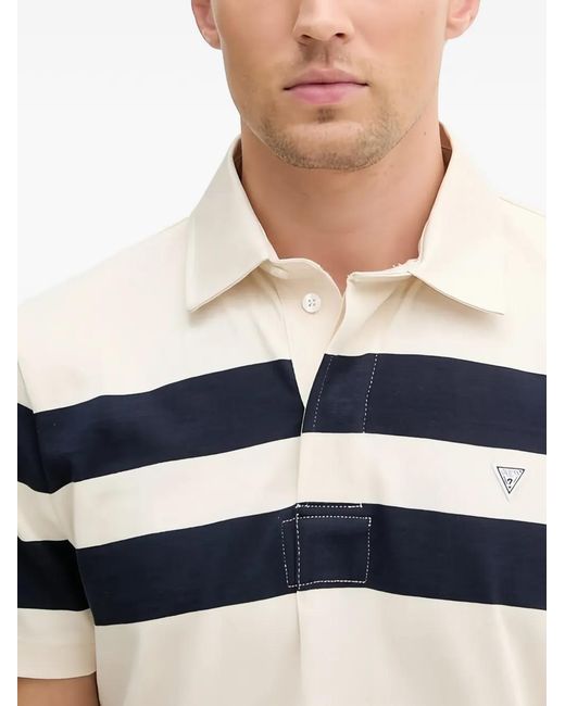 Guess White Striped Short-Sleeve Polo Shirt for men