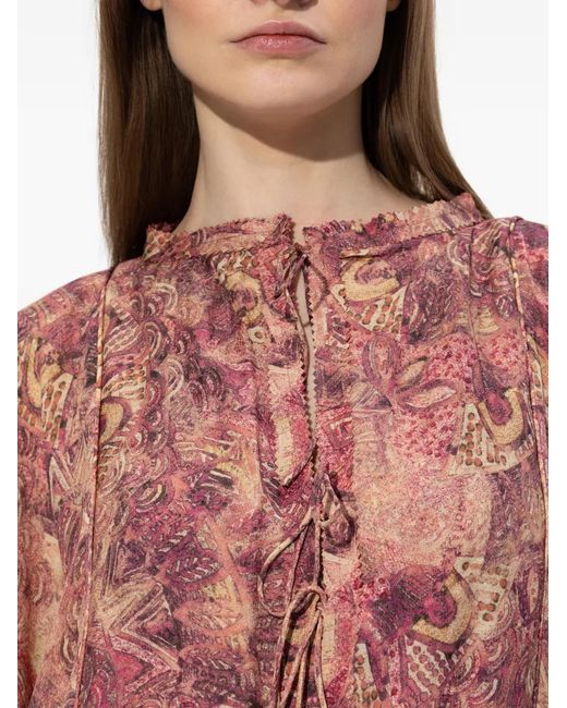 Isabel Marant Pink Graphic-Print Ruffled Dress