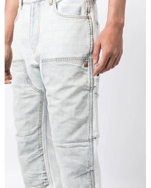 Amiri Blue Jacquard Straight-Leg Carpenter Jeans for men