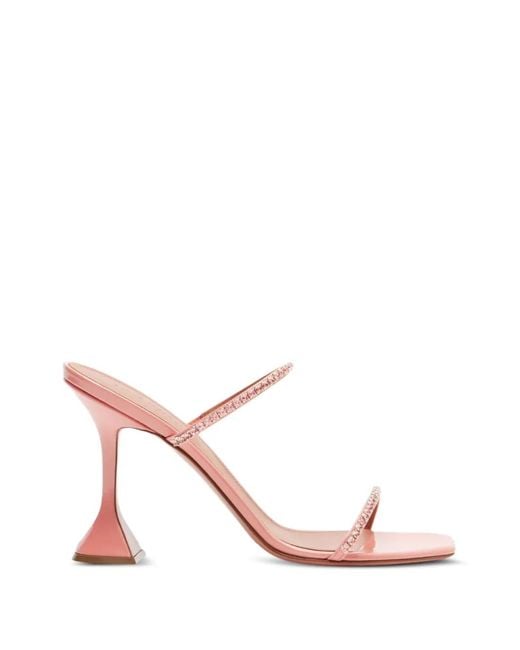 AMINA MUADDI Pink Gilda Crystal-Embellished Sandals