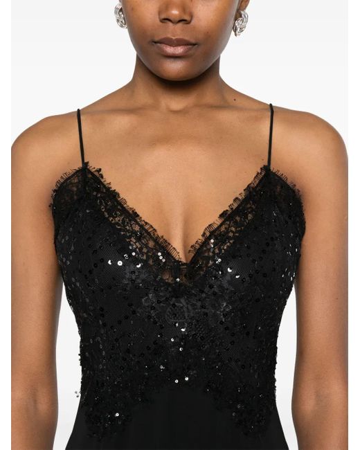 Robe Mi-Longue À Ornements De Sequins Nissa en coloris Black