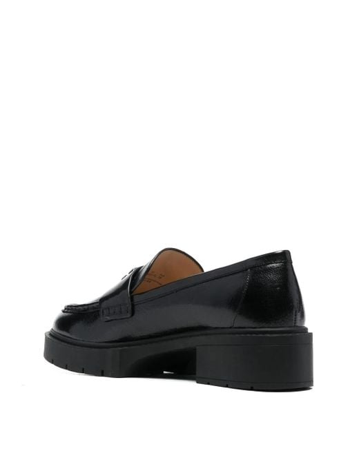 COACH Black Leah Leather Platform Loafers