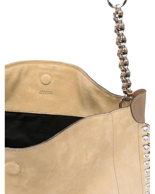 Isabel Marant Natural Oskan Soft Chain Suede Leather Shoulder Bag