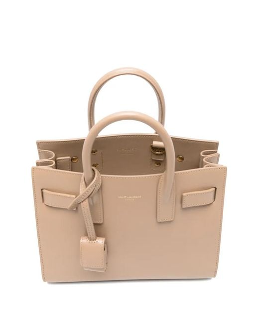 Saint Laurent Natural Sac De Jour Nano Leather Handbag