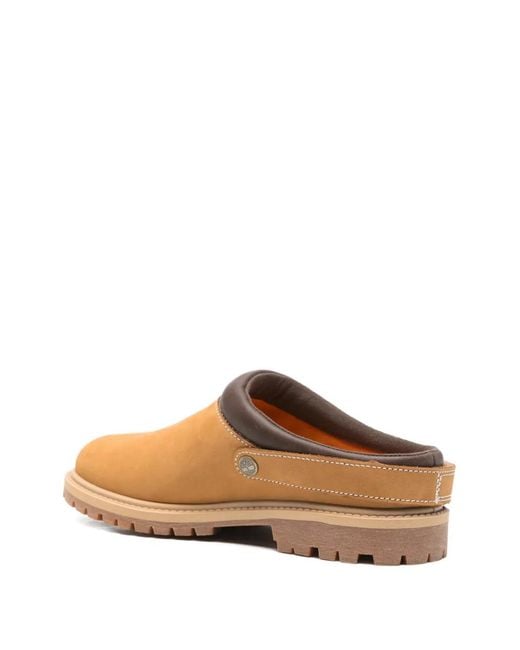 Timberland White Round Logo Mules