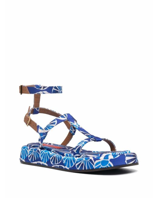 LaDoubleJ Blue Jazzy Seashell-Print Sandals