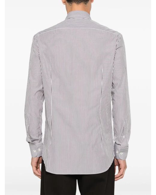 Etro Purple Striped Embroidered-Logo Shirt for men