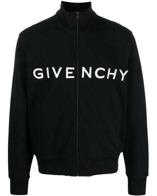 Givenchy Black Dove Logo-Print Zip-Up Sweater for men