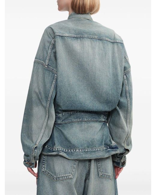 Maison Mihara Yasuhiro Blue Belted Drop-shoulder Denim Jacket