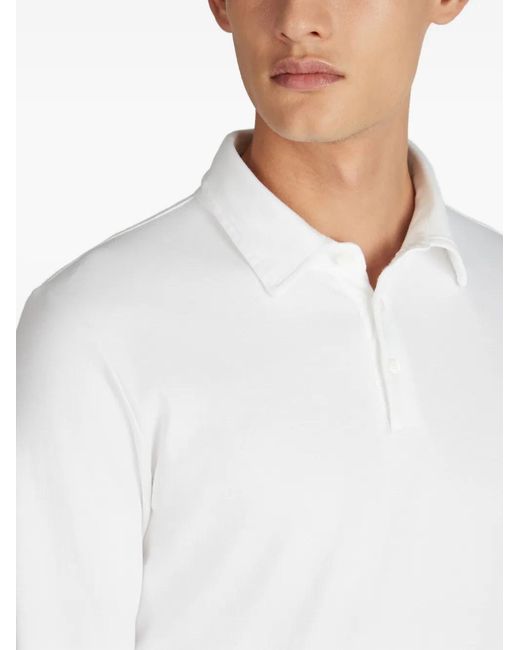 Zanone White Long-Sleeve Polo Shirt for men