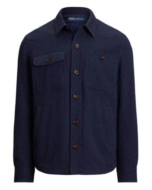 Ralph Lauren POLO by Ralph Lauren herringbone long-sleeved polo shirt, men's size XL cotton navy blue type Vintage Second Hand