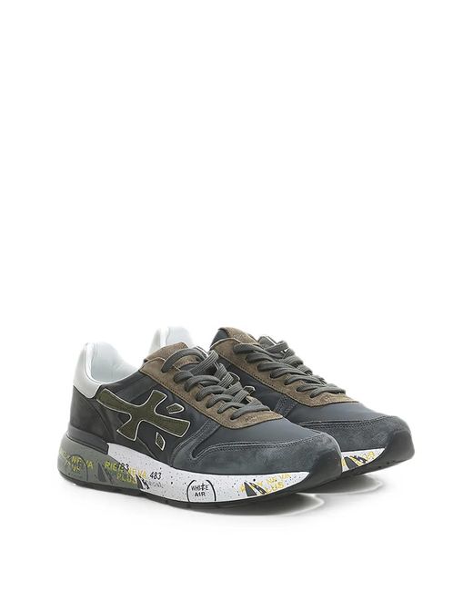 Premiata White Mick Logo-Patch Sneakers for men