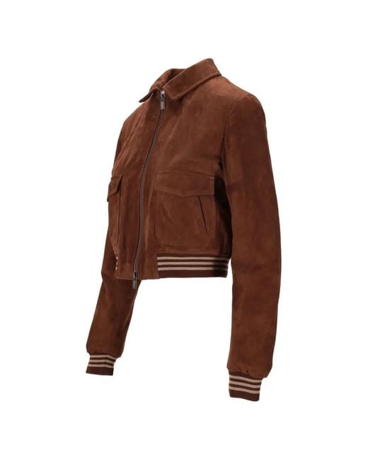 LA ROSE Brown Suede Front-Pockets Jacket