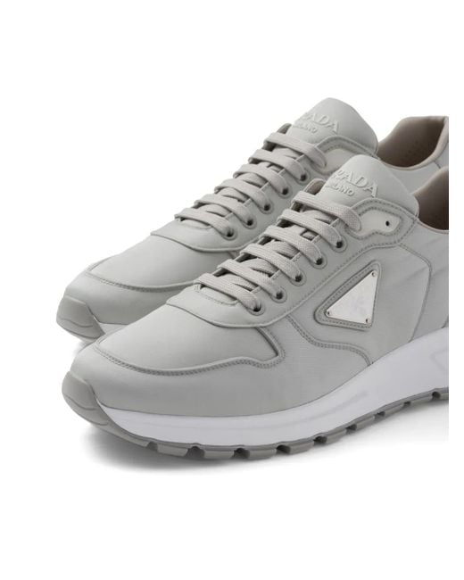 Prada White Logo-Plaque Low-Top Sneakers for men