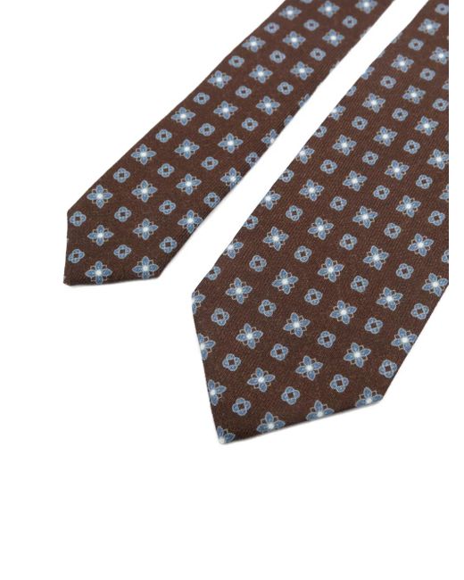 Barba Napoli White Patterned Silk Tie for men