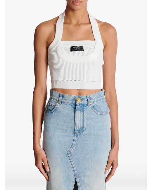Balmain ホルターネック トップ White
