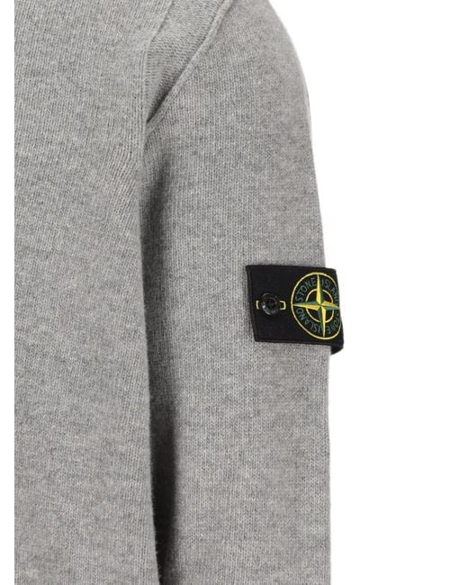 Stone Island Gray Button-Up High-Neck Sweater for men