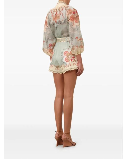 Zimmermann White Daylight Printed Blouse