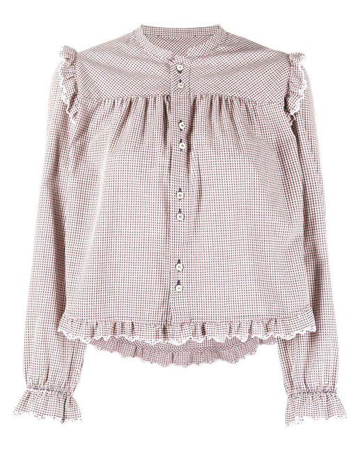 DSquared² Check-pattern Ruffled Blouse in het Pink
