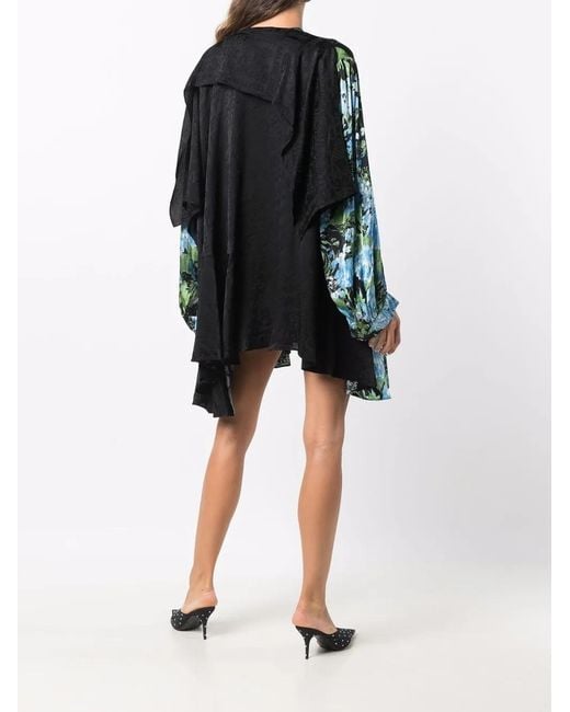 Balenciaga Green Floral-Print Wrap Dress