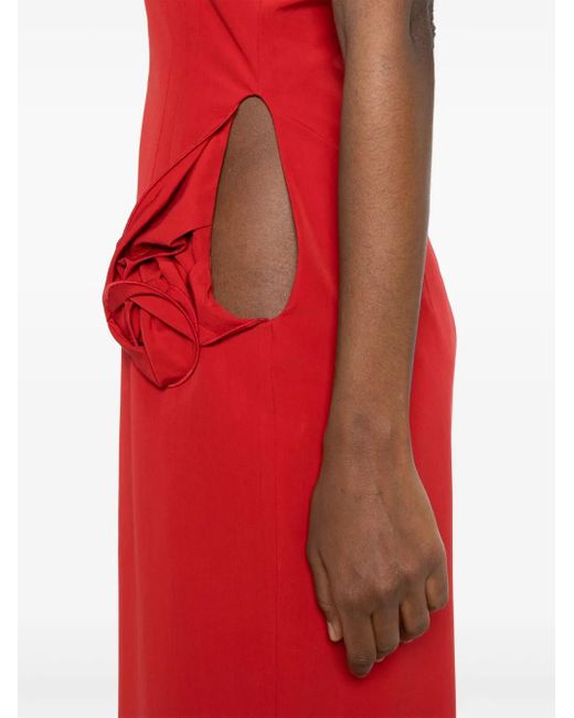 Magda Butrym Red Midikleid Mit Rosendetail