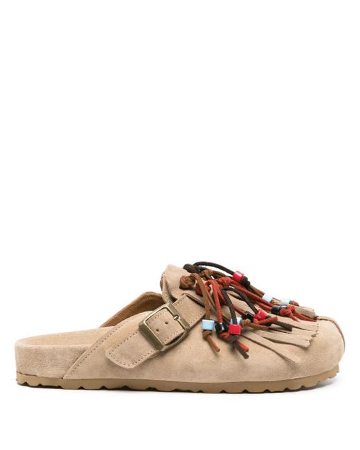 Scarosso Brown Gea Bead-Detail Mules
