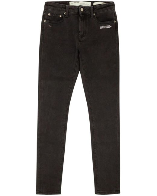 Off-White c/o Virgil Abloh Black Graphic-thread Slim-fit Jeans