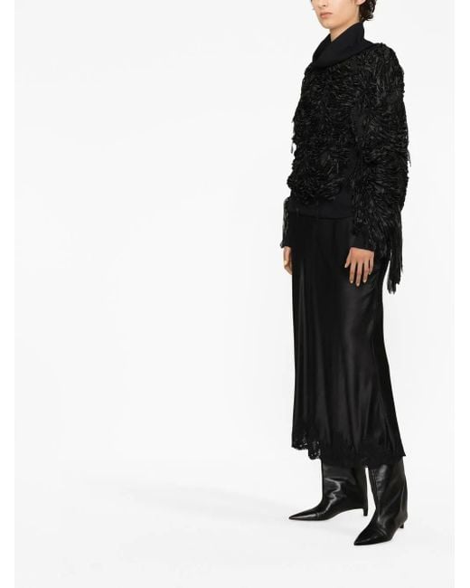 Quira Black Pullover Mit Fransen