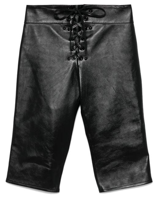 Chloé Gray Lace-Up Leather Capri Trousers