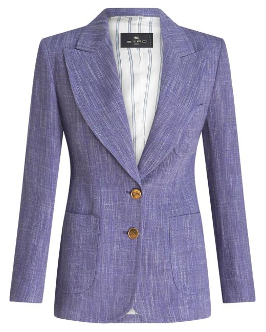 Etro Blue Single-Breasted Tailored Blazer