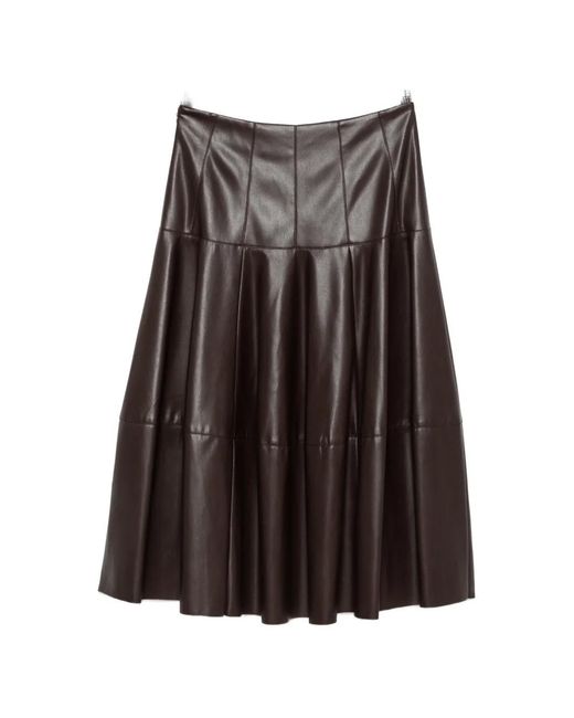 Liu Jo Brown Panelled Pleated Midi Skirt