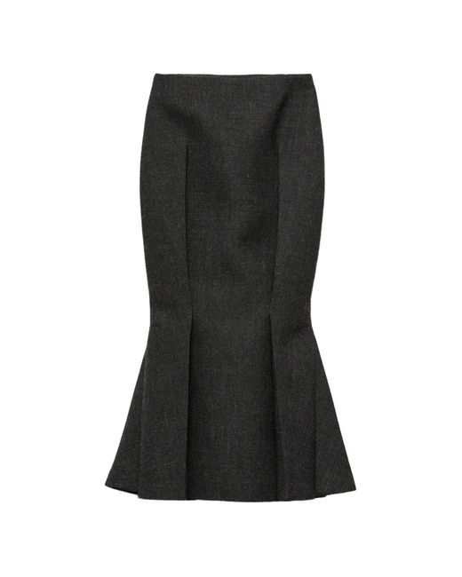Prada Black Rush-Stitch Midi Skirt