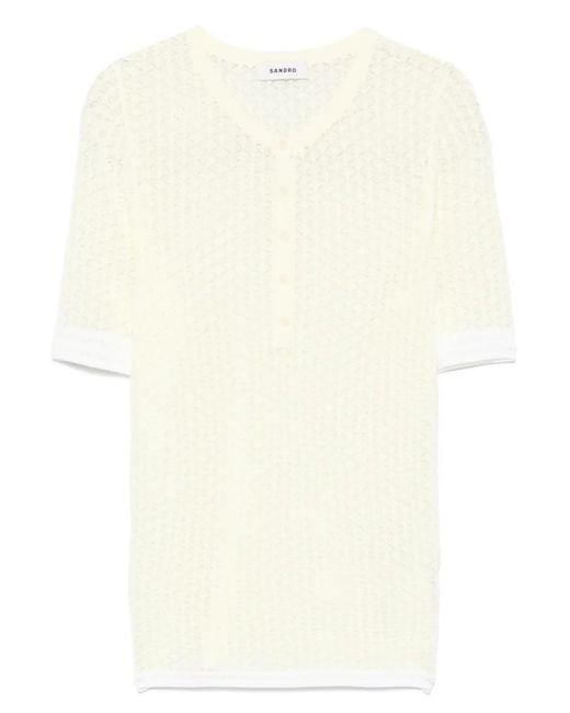 Sandro Natural Contrast-Trim Top