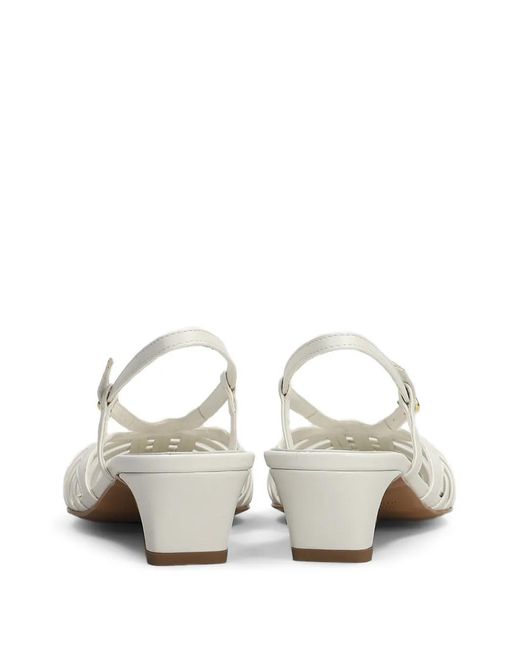 BIANCADI White Caged-Design Slingback Pumps