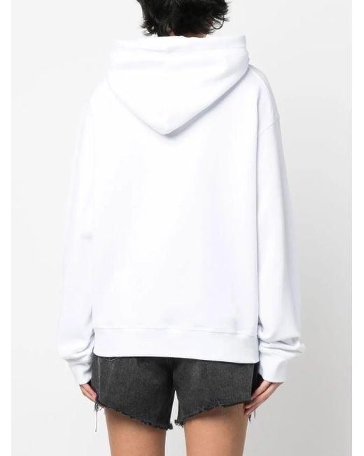 DSquared² White Logo-Print Drawstring Hoodie