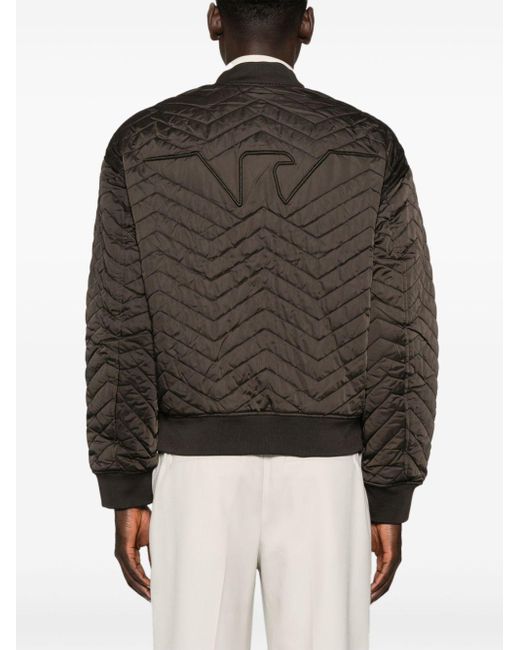 Emporio Armani Gray Chevron-Quilted Jacket for men