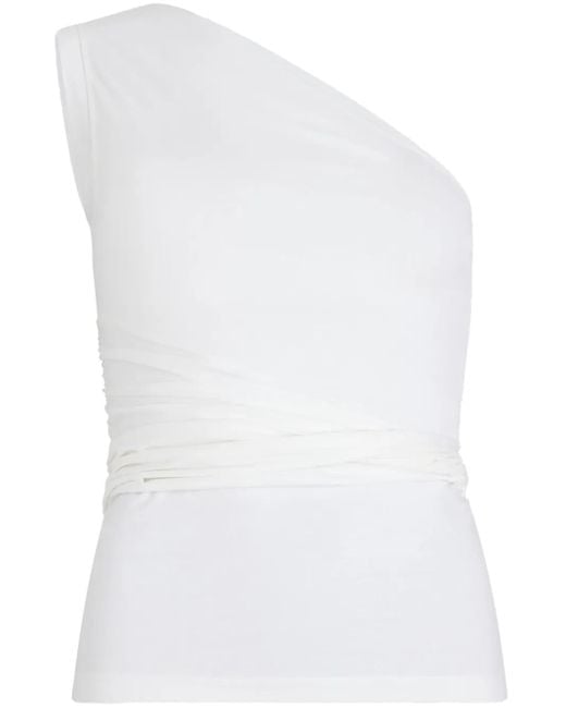 Patou White One-Shoulder Organic Cotton Top