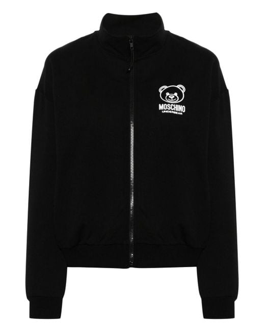 Moschino Black Teddy-bear-motif Zipped Sweatshirt