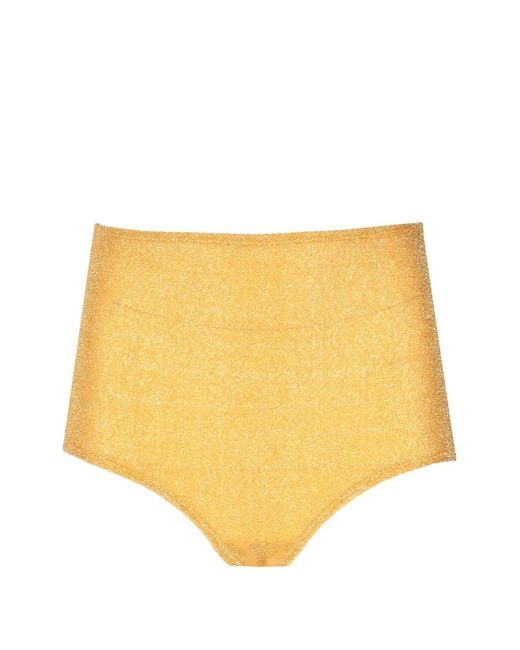 Laura Urbinati Yellow Glitter-Effect High-Waist Bikini Bottom